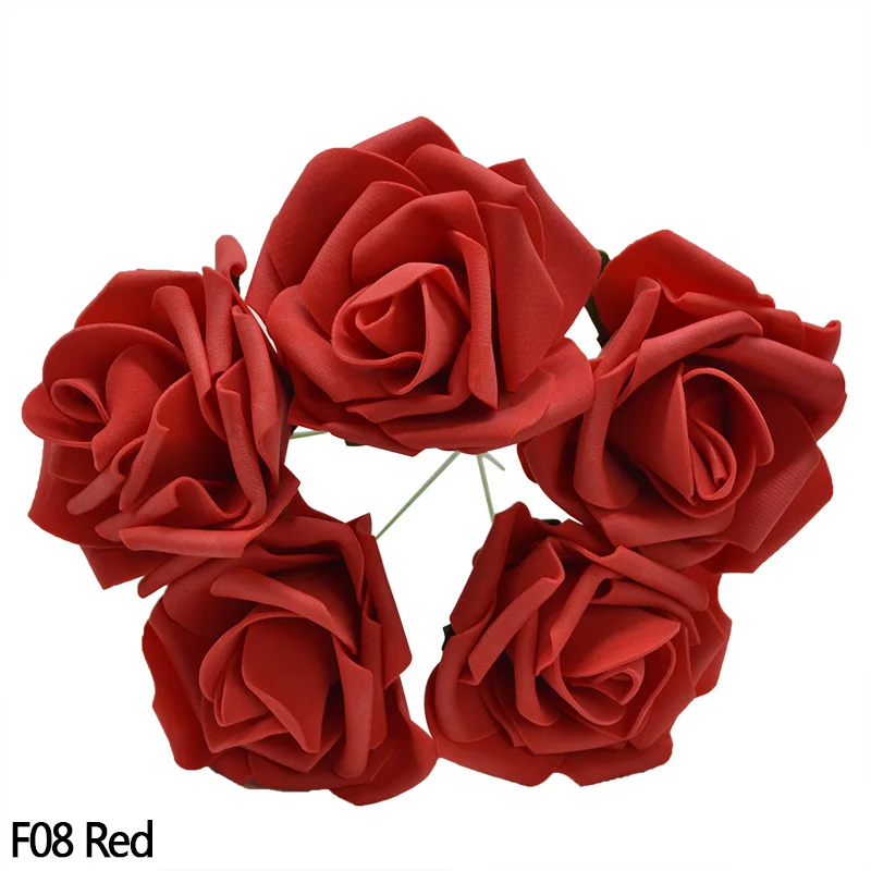 Red 8 см искусственные из ПЭ-пены розы Свадебный букет невесты DIY скрапбук домашнее свадебное украшение большие поддельные розы вечерние принадлежности - Color: Red
