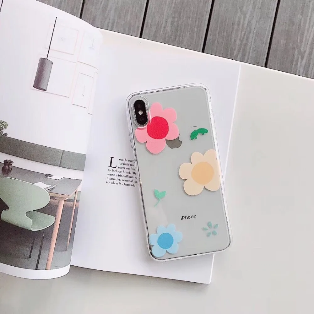 Милый цветочный корейский стиль чехол для телефона iPhone X XSMax XR 8 7 6 s Plus ультра