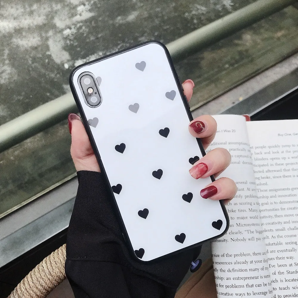 Jomanga прекрасное сердце закаленное стекло чехол для телефона iphone XS Max XR Милые анти