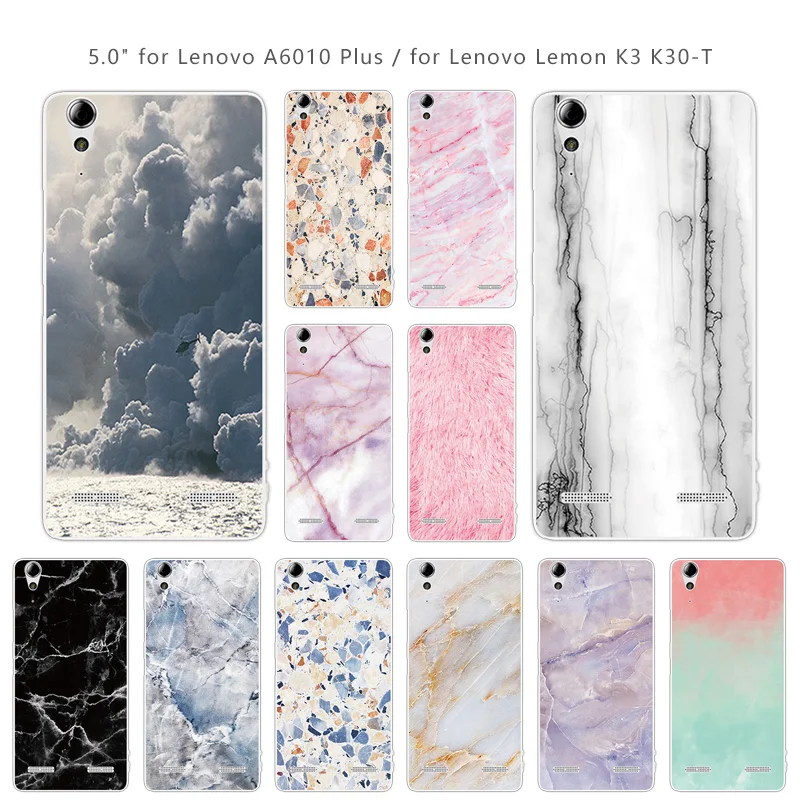 For Lenovo A6010 Plus & A6000 Soft TPU Stone Phone Case 5" for Lemon K3 K30-T Cover Clear Skin K 3 |