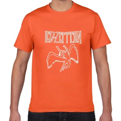 W433 orange Led zeppelin, футболка в стиле хард рок, Мужская футболка в стиле хип-хоп, футболка в стиле фолк-рок, Мужская хлопковая футболка в стиле панк, летняя футболка, homme camisetas - Цвет: W433 orange