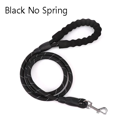 black no spring Нейлоновый Поводок для собак, Светоотражающий Поводок для обучения домашних животных, свинцовый ремень с ручкой EVA для средних и больших собак, с пружиной, черный, красный - Цвет: black no spring