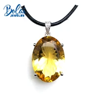 bolaijewelrynatural big size23 85ct citrine pendant with leather chord necklace 925 silver women anniversary wedding party gift