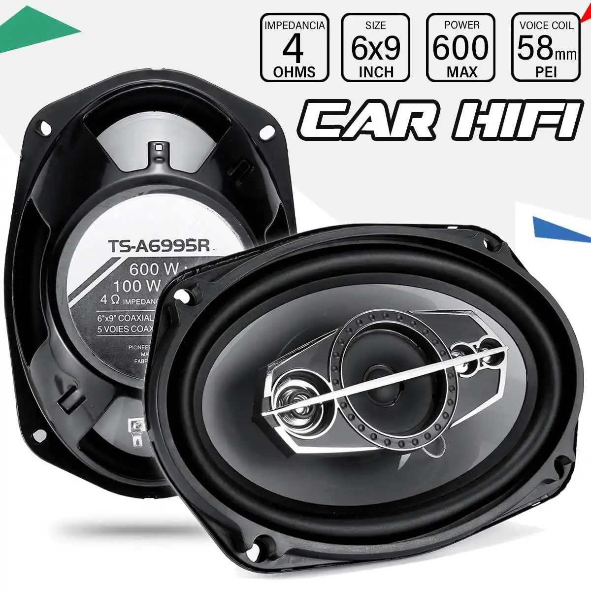 2 шт. 6x9 ''автомобильный динамик 600 Вт 2 Way Hifi коаксиальный динамик s двери автомобиля Авто Аудио Стерео полный диапазон частоты громкий динамик