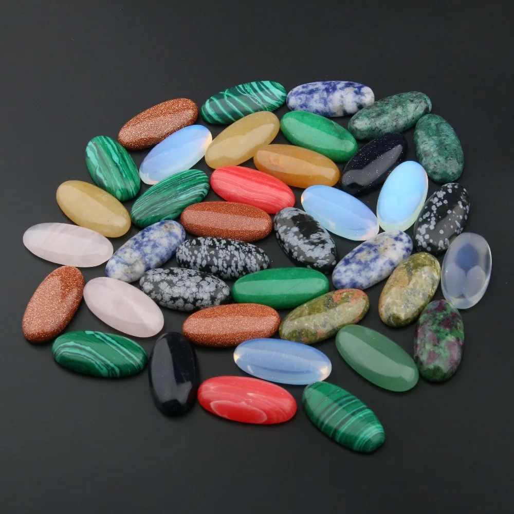 

Natural Stones Cabochon 15X30mm Egg Shape No Hole Beads for DIY Jewelry Making