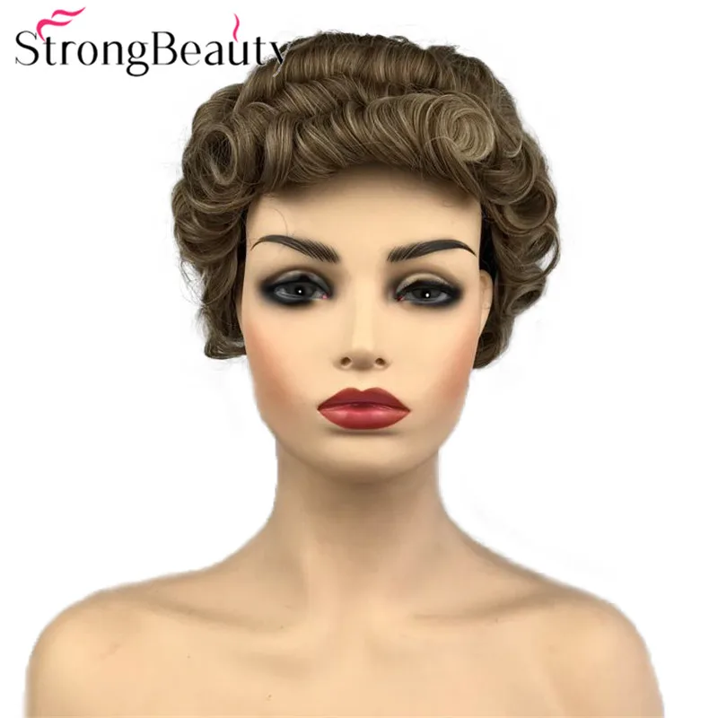 StrongBeauty кудрявый парик синтетические коричневые парики средней длины волос термостойкий женский парик