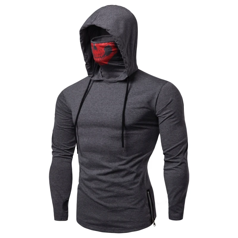 2019 Men's New Winter Wear WISH Personality Game Cotton Punk Style hoody men Skull Printed High-collar Long-sleeved Sweatshirt | Мужская