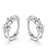 100 925 sterling silver beautiful flowers design good selling cubic zirconia earrings for women girls crystal jewelry