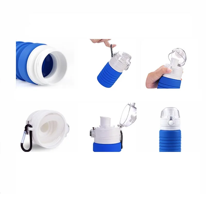 New Hot 500ml High Capacity Outdoor Sport Bottle Silica Travel Hiking riding Camp Fold Portable Telescopic Button Water | Спорт и