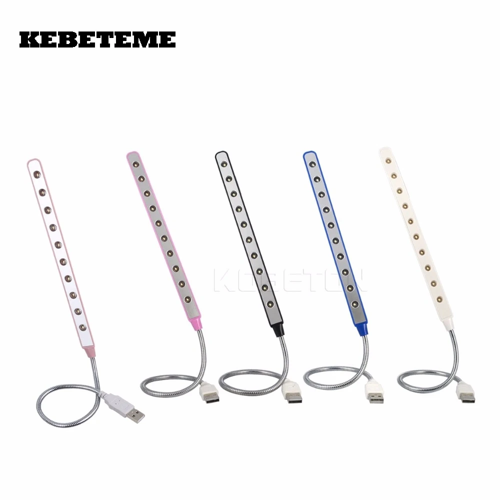 KEBETEME Модный USB СВЕТОДИОДНЫЙ Ночник 10 светодиодов гибкий 4 цвета для ноутбука ПК