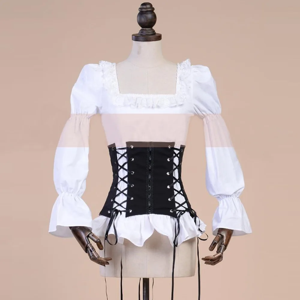 Весенне осенние женские ретро черно белые строгие бандажные рубашки на лямках