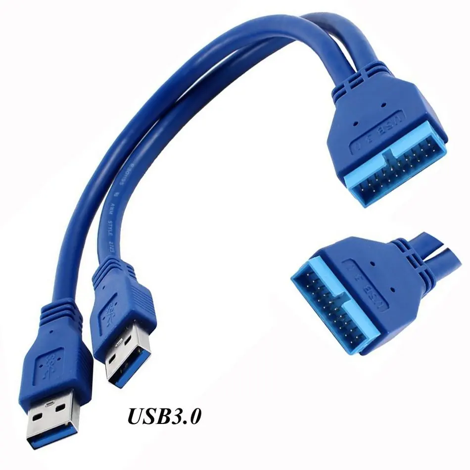 Двойной 2-портовый USB 3 0 тип A штыревой разъем адаптер Шнур 20Pin папа материнская