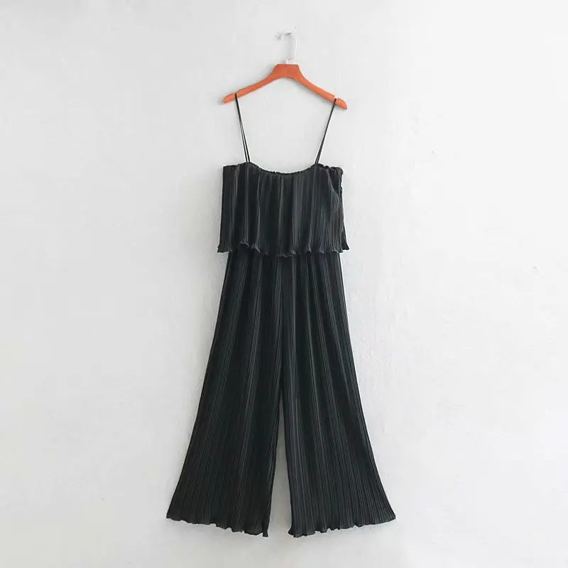 2019 женский сексуальный плиссированный Летний комбинезон с оборками Женские
