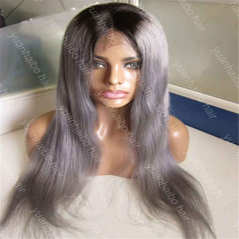 Топ-8а реми парик 10-30 дюймов серебристо-серый прямой шнурка T1b/серый естественной