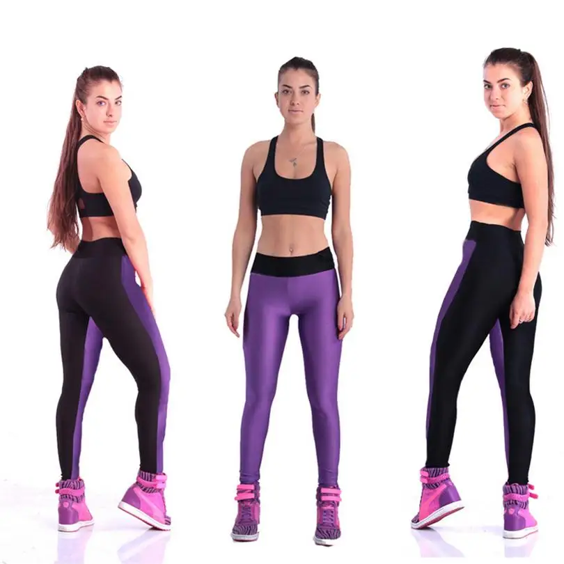 

YSDNCHI Women Fitness Legging Slim Jeggings Sporting Patchwork Color Push Up Gym Workout Pants Running Exercise Clothes Large