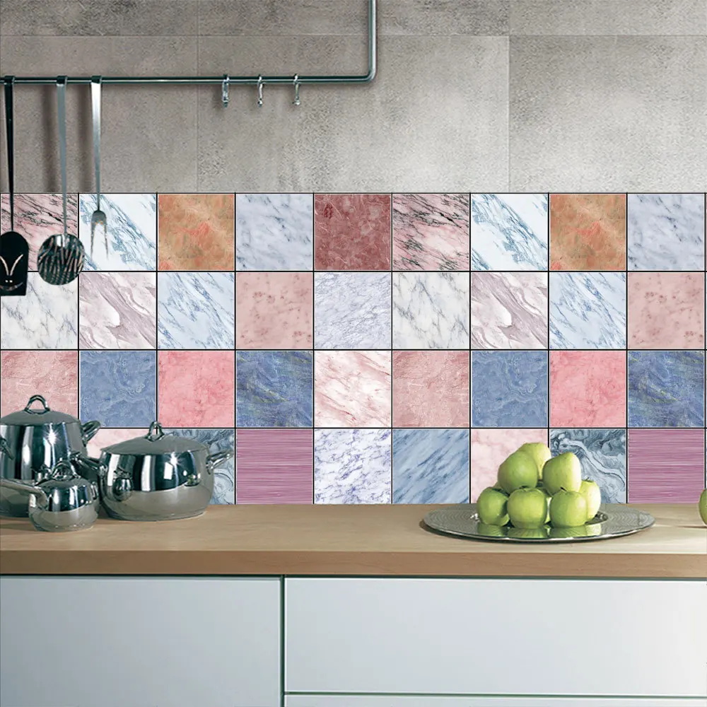 CZ054 Arbitrary Combination Marble Grain Tile Stickers Room Decoration Wallpaper Sticker Wall Decals PVC | Дом и сад