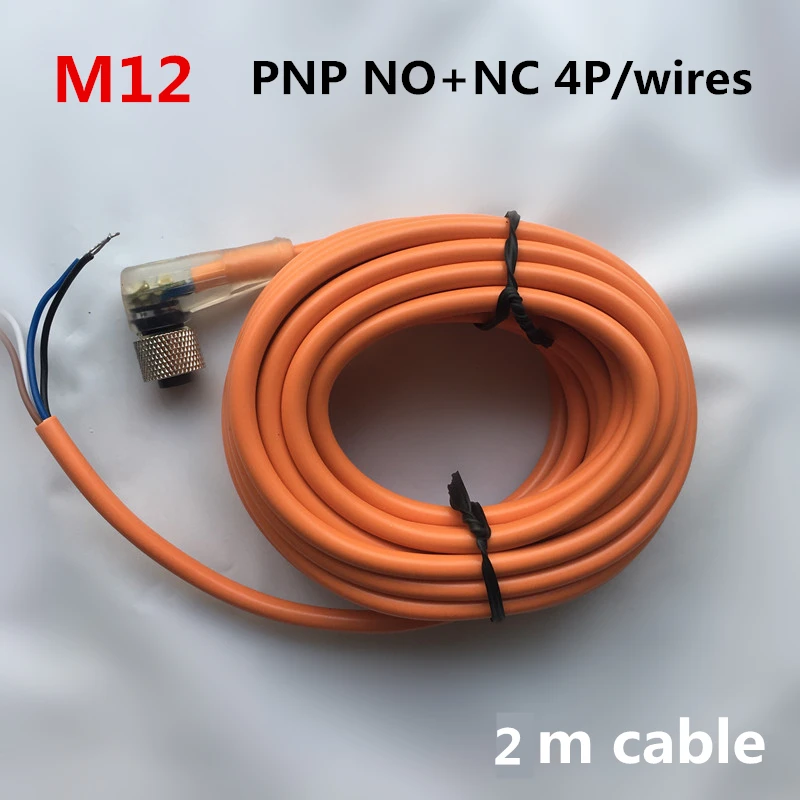 Соединители датчиков M12 4 контакта/4 провода PNP NO + NC 2 м ПВХ Угловой кабель со