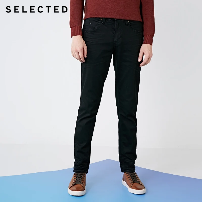 BLACK DENIM Отборные мужские джинсы на осень и зиму, Стрейчевые хлопковые прямые джинсовые штаны C | 418432526 - Цвет: BLACK DENIM