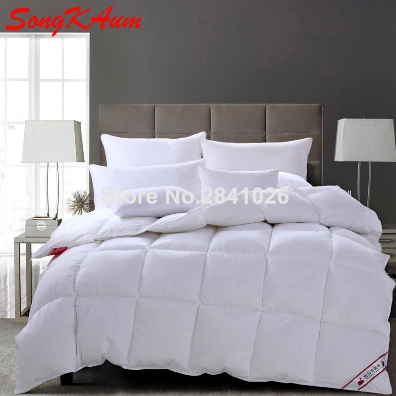 2018 100% стеганое одеяло с белым гусиным/утиным пухом зимнее очень теплое вставками