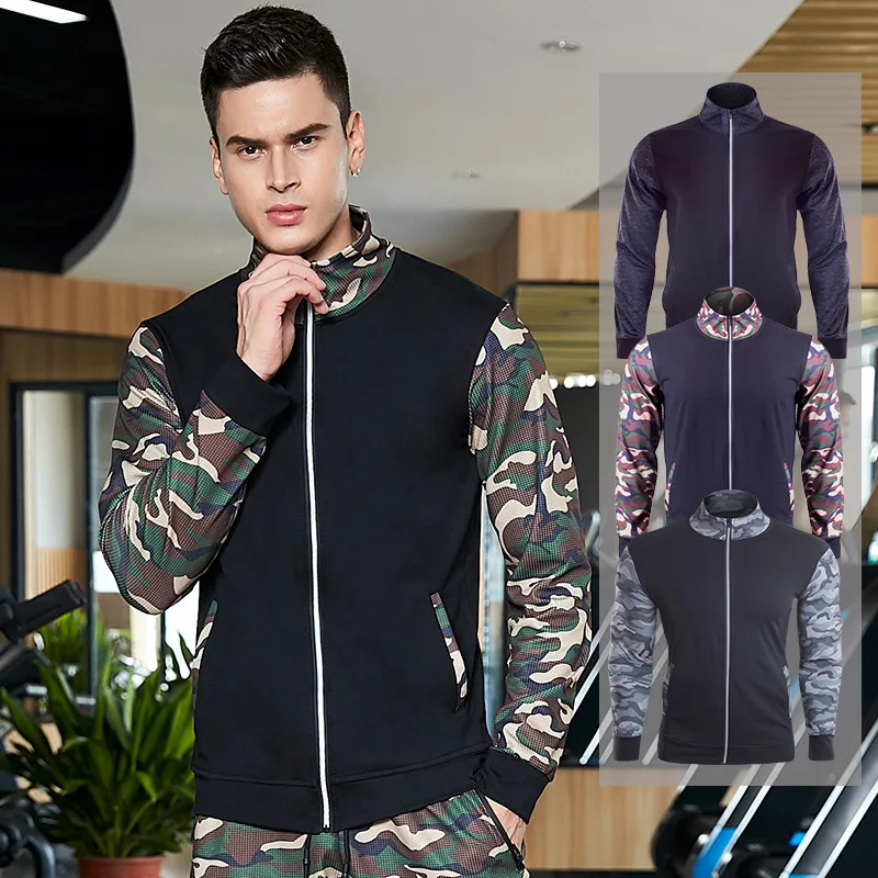 Мужская куртка для бега спортивный фитнес-камуфляж с длинными рукавами