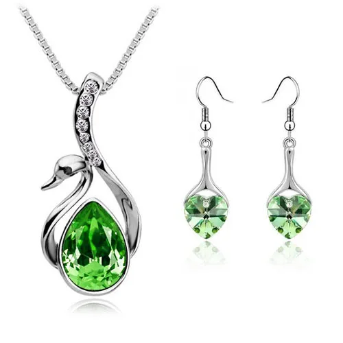 Весна 2014 оптовая продажа хрустальные Модные Ювелирные наборы Лебедь Подвески