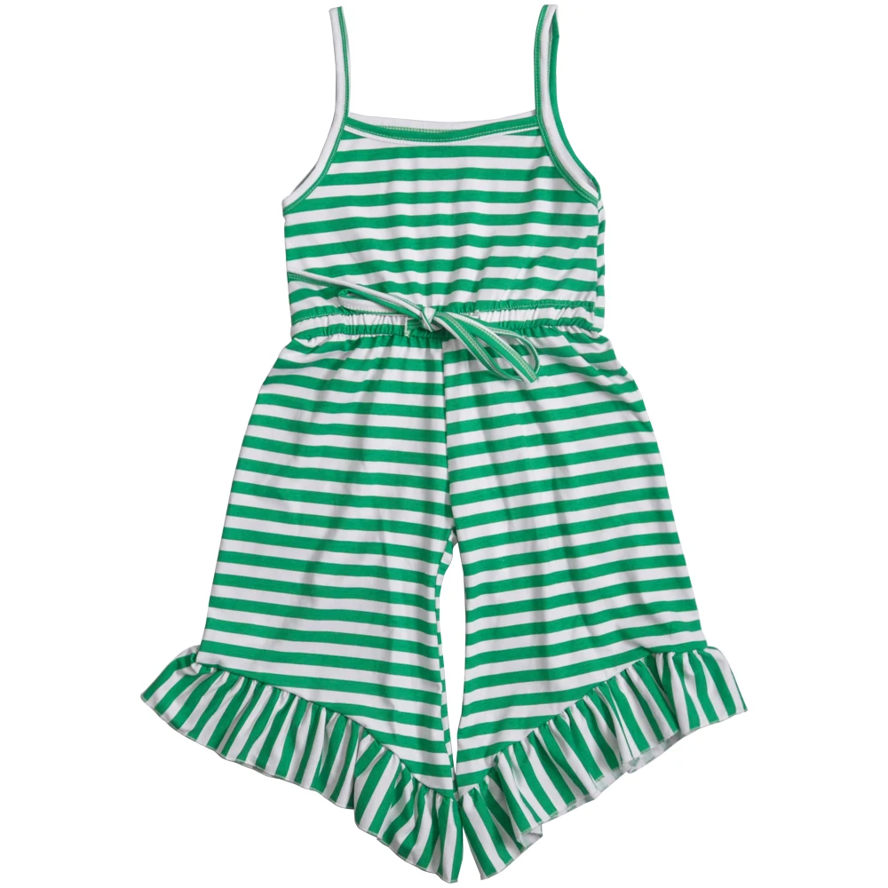 

2021 Wholesale Price Baby Girls Summer Wholesale Clothing Stipe Sleeveless Ruffle Cotton Children Clothing