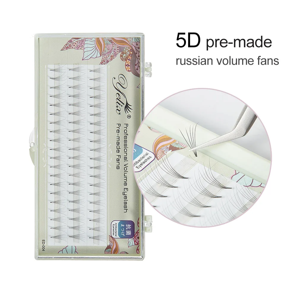 5D Individual 5D Lashes Russian Volume Eyelash 60 Bunches Premade Volume Fans Natural Short Stem Cluster Lashes - Цвет: 5D