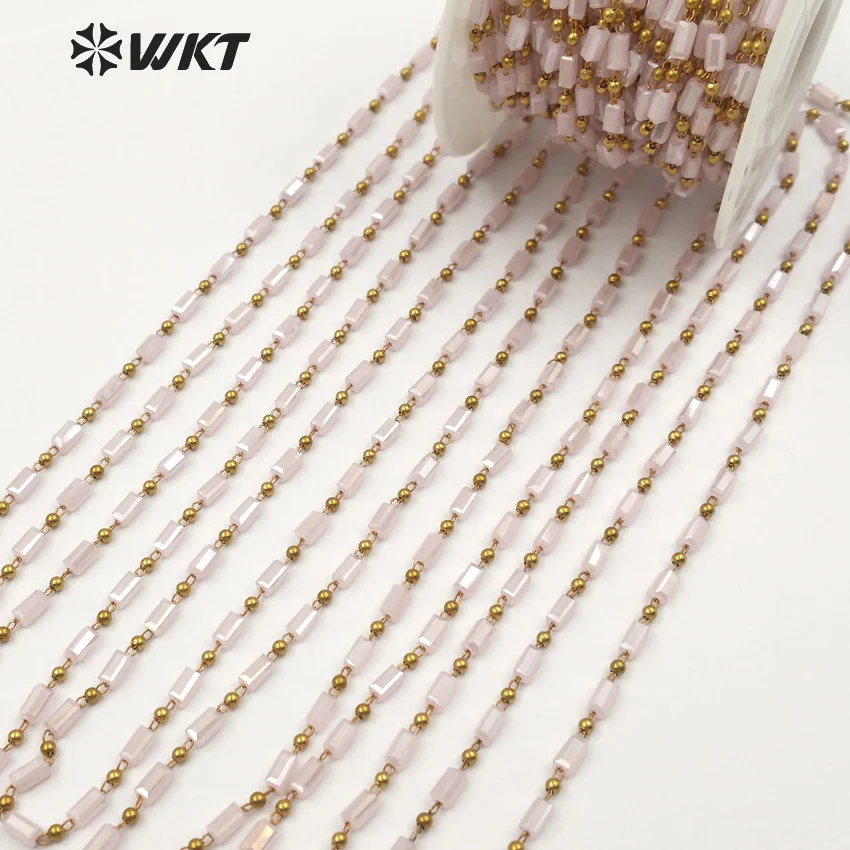 Оптовая продажа ярко-розовая Хрустальная бусина с медной проволокой для