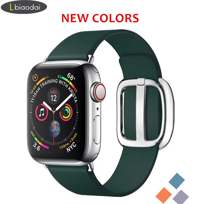 Ремешок из натуральной кожи для apple watch band 44 мм 42 38 40 Современный браслет на