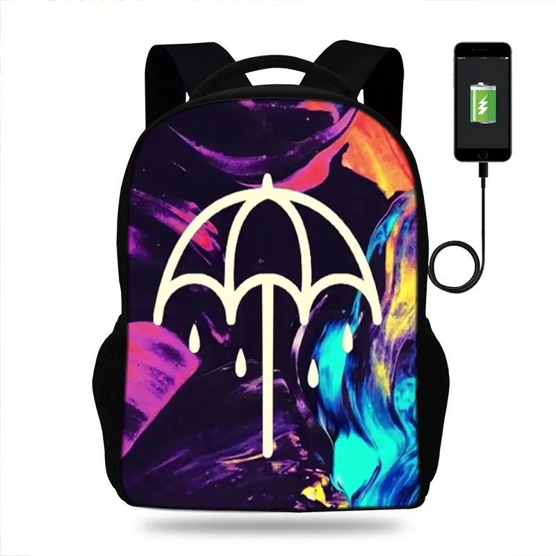 BMTH Bring Me The Horizon Backpack multifunction USB charging teenagers Men women's Laptop Bags Student Boy&ampGirl School backpack | Багаж