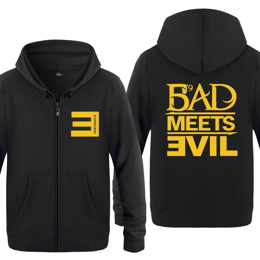 Eminem Bad Meets Evil Rock рэп худи для мужчин 2018 мужские флисовые кардиганы на молнии
