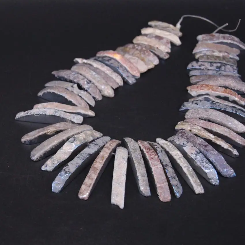 

15.5"strand Raw Agates Blue Grey Titanium Top Drilled Slice Point Pendant Beads,Natural Stone Slab Stick Nugget Graduated Beads
