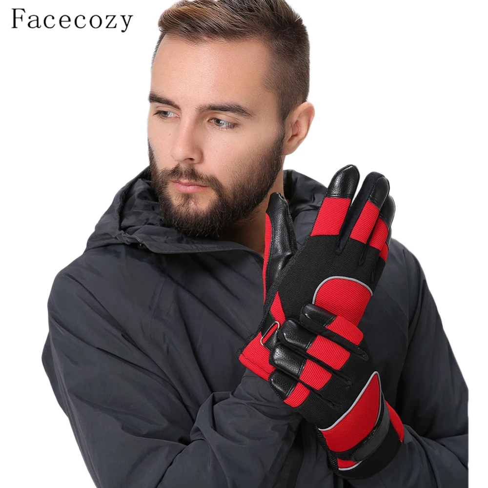 Facecozy мужские зимние уличные противоскользящие лыжные перчатки светоотражающие