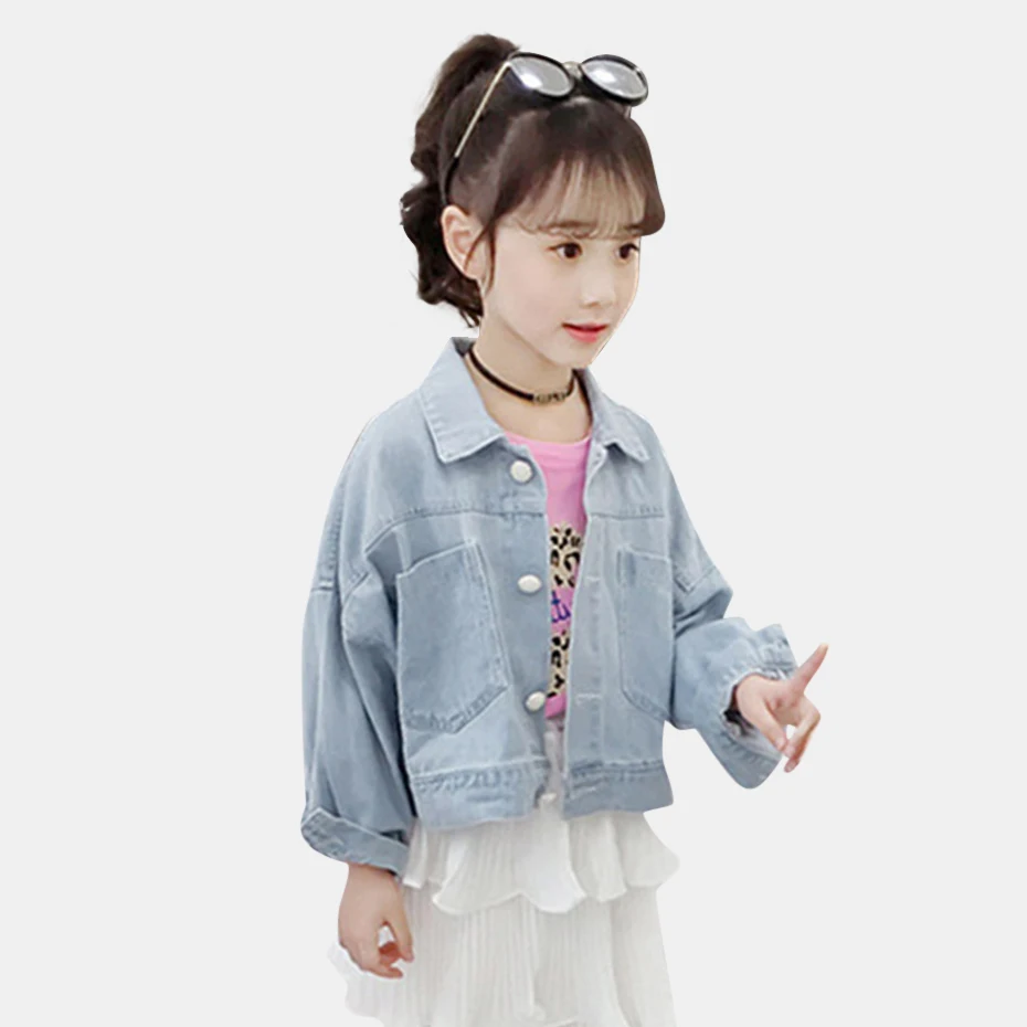Джинсовые куртки для девочек верхняя одежда Весенняя кружевная куртка Детская с