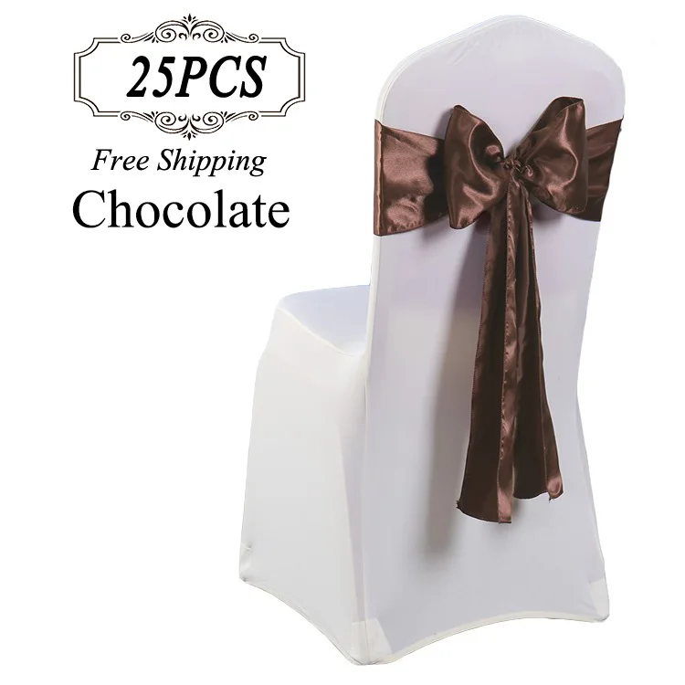Бесплатная доставка 25 шт. необычные красивые атласные стулья с поясом для свадеб