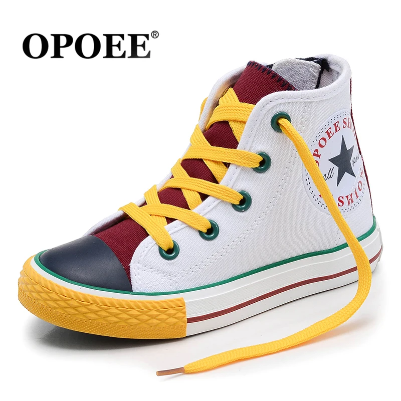 OPOEE детские черные резиновые холщовые туфли для мальчиков и девочек высокие