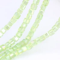 olingart square 4mm austria crystal beads charm glass beads yellow green ab color loose spacer bead for diy jewelry making