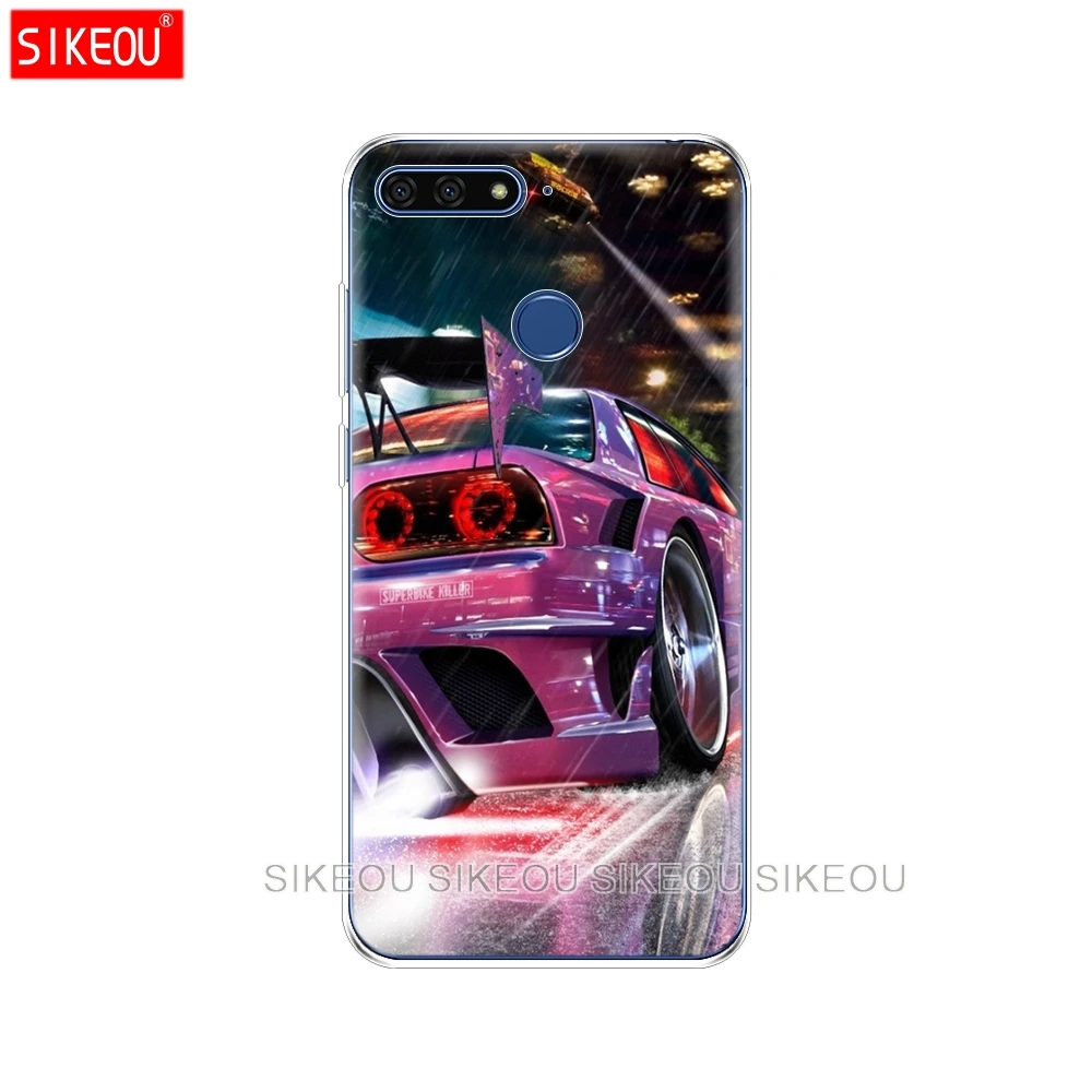 Силиконовый чехол для телефона huawei Honor 7A PRO 7C Y5 Y6 Y7 Y9 Prime GTR SPORT CAR print
