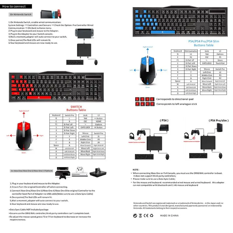 Конвертер для клавиатуры мыши Мыши приемник XBOXONE/PS4/переключатель хоста подключи