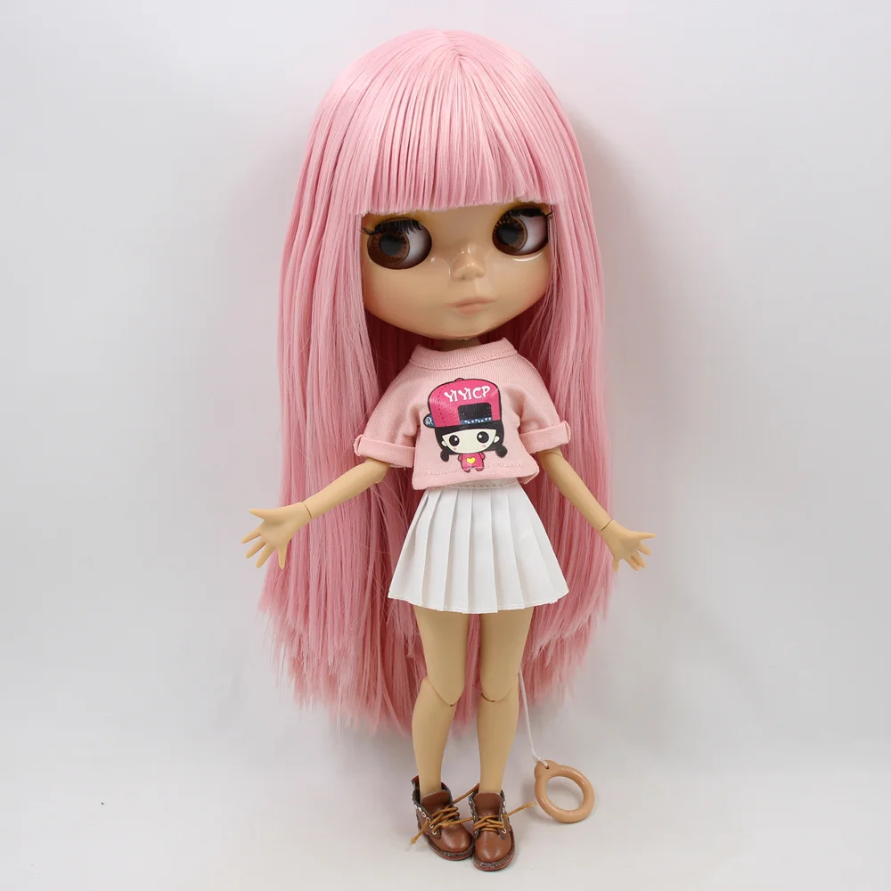 Кукла Blyth ICY DBS 1/6 с розовыми прямыми волосами обнаженной желтоватой кожей