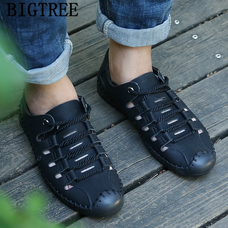 Sandals Man Casual Shoes Outdoor Designer Men Leather Genuine Beach Brand Fashion 2022 | Обувь
