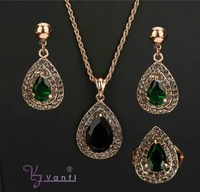 hot selling promotion new design red earring necklace jewelry set women stone leaves jewelry set