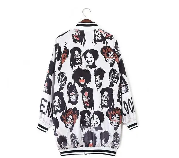 

New Streetwear Womens Jacket Coat Harajuku Cartoon Printed Jacket Tops Outerwear Coats Dj Hip Hop Dance Clothes