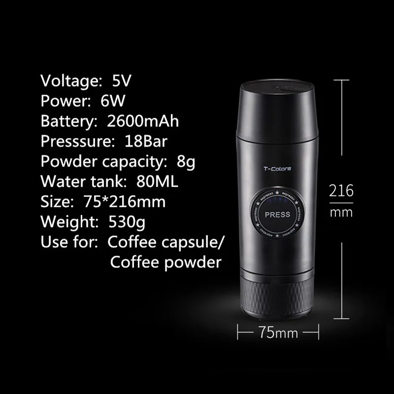 Портативный Электрический Кофе Mechine мини Nespresso кофеварка встроенный аккумулятор горячей/холодной экстракции порошок и капсулы путешествия на открытом воздухе