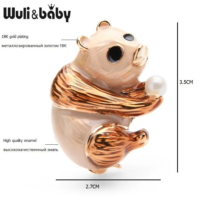 Wuli& baby, коричневые эмалевые шармы в виде медведей, броши для женщин, сплав, панда, животное, брошь, булавки, подарки