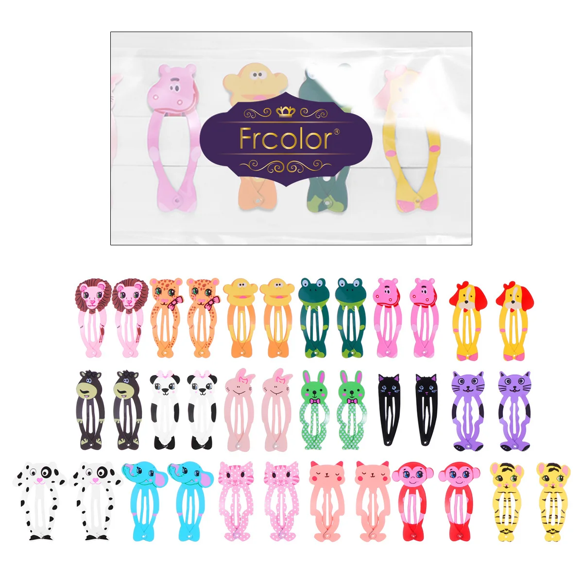 Frcolor 18 пар креативные красочные милые заколки для волос в виде животных, заколки для волос, головные уборы для маленьких детей, детей, девочек