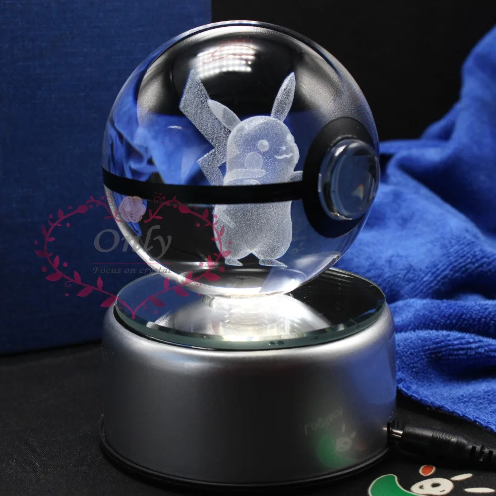 

New Fashion Cute Amine 3D Crystal Glass Ball with LED base figiure Christmas Gifts