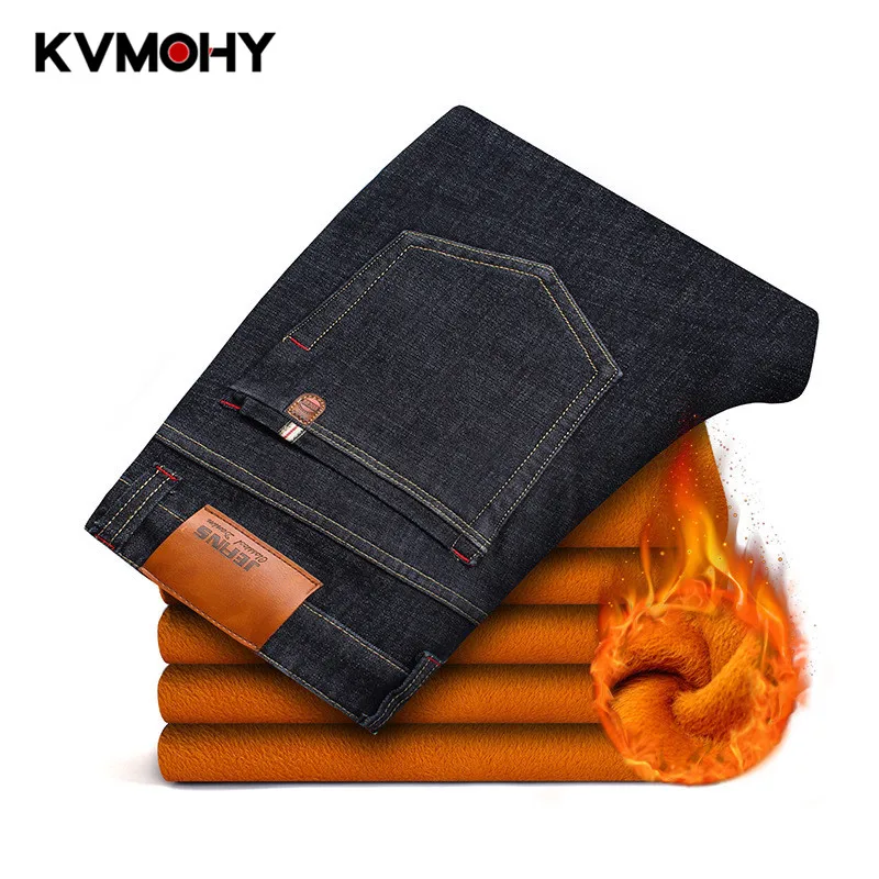 

Mens Denim Jeans Autumn&Winter Warm Thick Velvet Jeans For Man Blue Trousers Pants Plus Size 28-46 Loose Pantalon