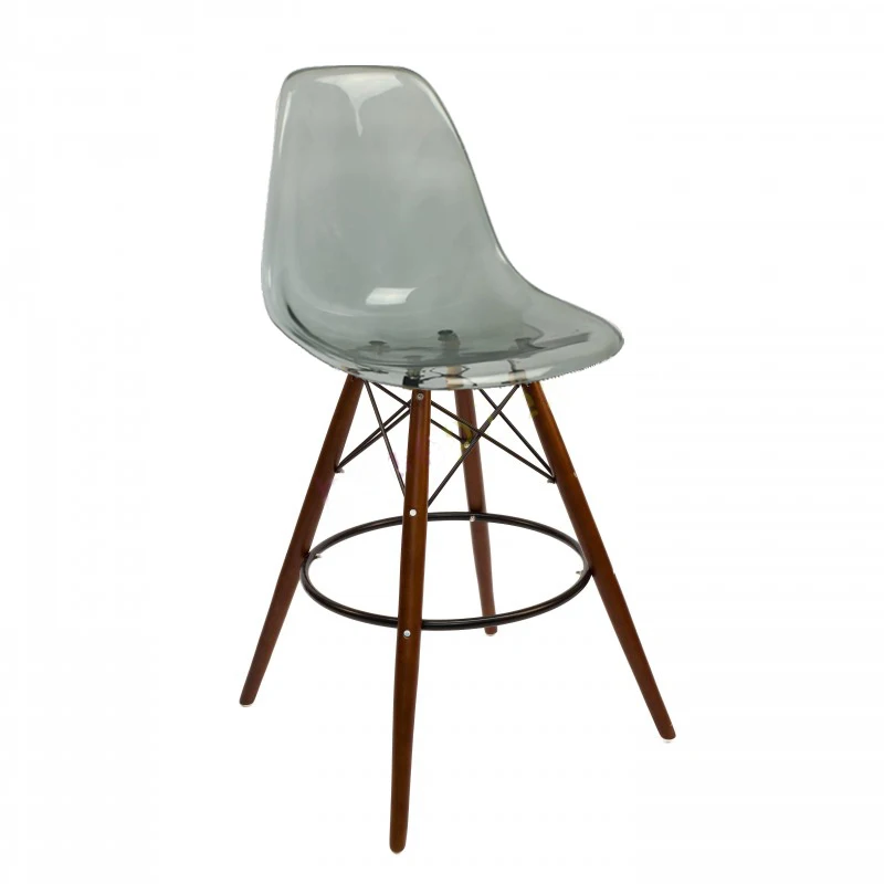 Smoke SH65 Walnut L Современный дизайн прозрачный пластиковый древесины кухня барный стул высокий барный стул сиденье высота 65 см 69 см 1 комплект из 2 предметов - Цвет: Smoke SH65 Walnut L