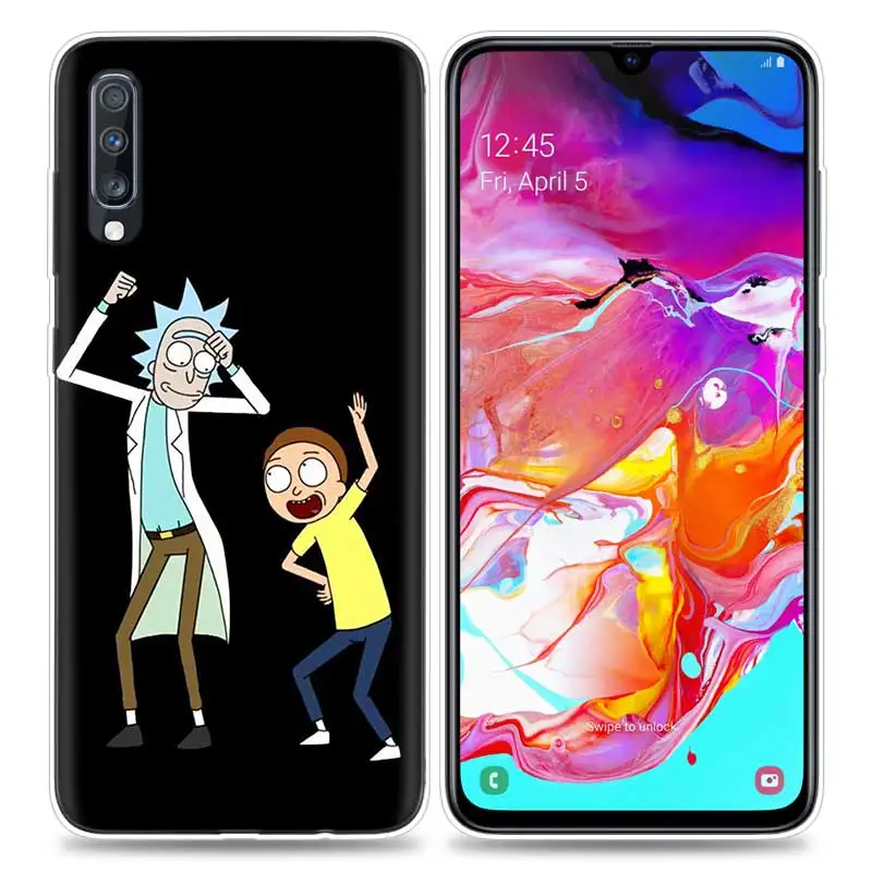 Сумки чехол для samsung мобильного телефона галактики A50 A70 A30 A20 J4 J6 J8 A6 A8 M30 A7 плюс Note 8 9 Рик и Морти черного цвета с рисунком из мультфильма